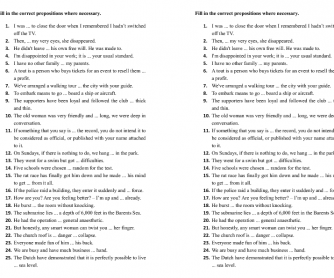 Prepositions Test 2 + Answer Key
