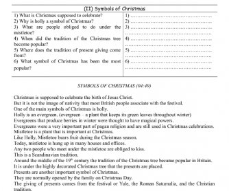 Movie Worksheet: Christmas Symbols