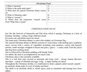 Movie Worksheet: Christmas Food