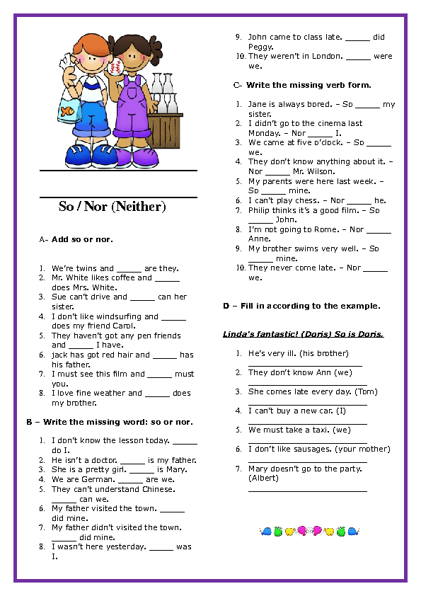 Agreement and Disagreement Tags Elementary Worksheet