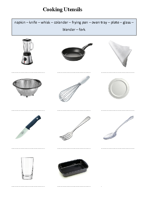 82 FREE Cooking Worksheets