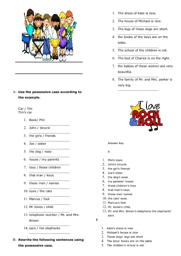 exercises english pdf s-genitive Possessive Elementary Worksheet Case