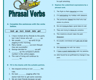 Phrasal Verbs Intermediate Worksheet