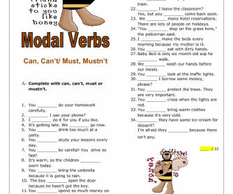 Can, Can’t / Must, Mustn't Elementary Worksheet