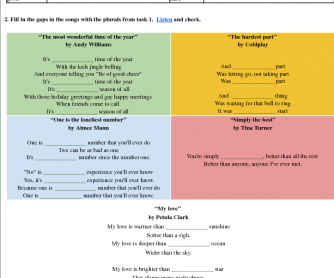 Song Worksheet: Songs for Comparisons