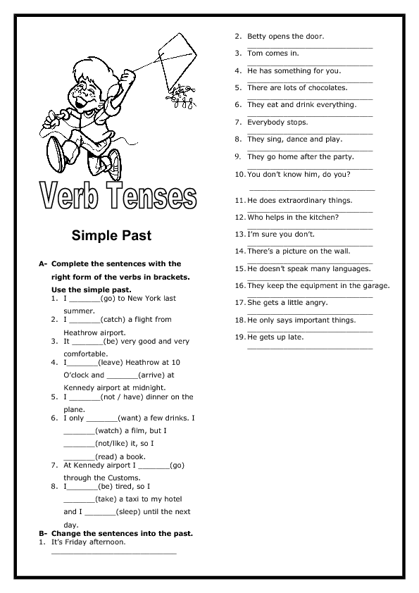 Verb Tenses: Past Simple Elementary Worksheet