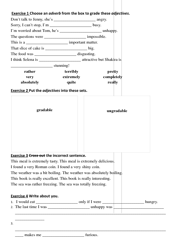 Gradable And Non Gradable Adjectives Worksheet