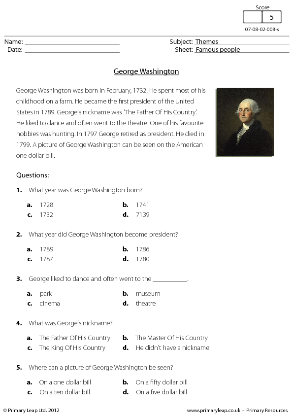 Reading Comprehension George Washington