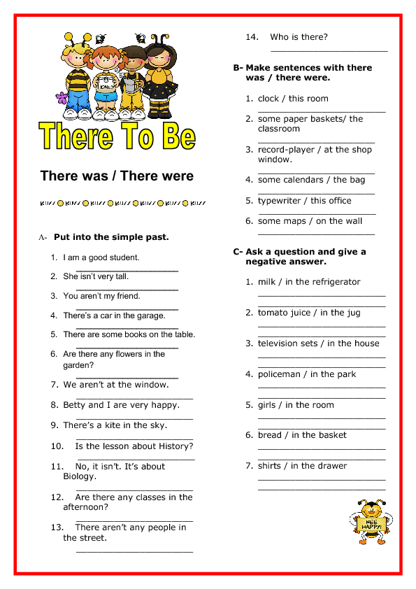 There Was / There Were Elementary Worksheet