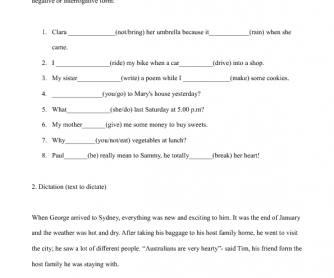 Past Simple and Continuous Gap Fill and Dictation