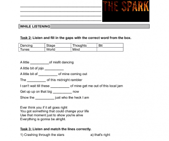 Song Worksheet: The Spark by Afrojack