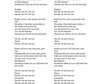 Song Worksheet: We Will Rock You by Queen