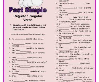 Past Simple Regular and Irregular Verbs