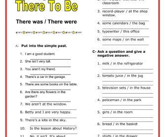 There Was / There Were Elementary Worksheet