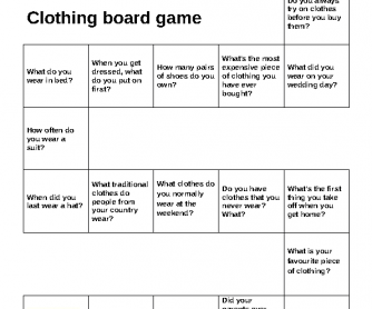 Clothing Board Game