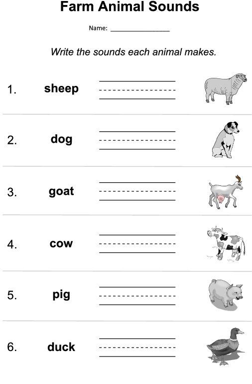 Farm Animal Sounds Worksheet