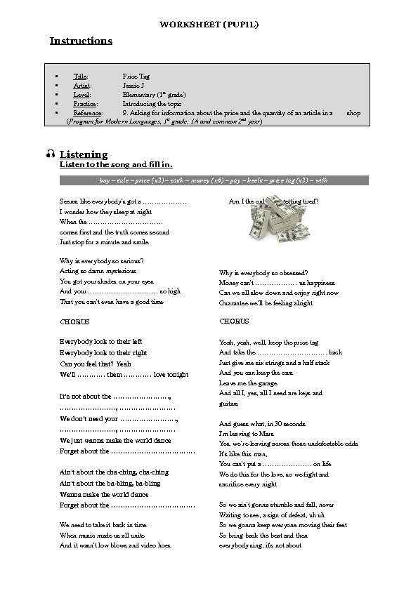 16+ Esl Money Lesson Worksheet