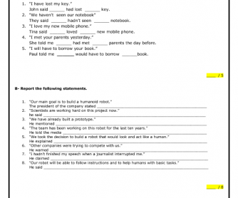 Reported Speech: Statements for Adult Students