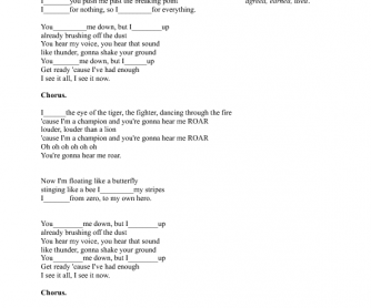 Song Worksheet: Roar by Katy Perry