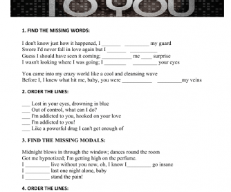 Song Worksheet: Addicted to You by Aviccii
