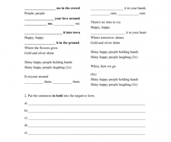 Song Worksheet: Shiny Happy People ( for Imperatives)