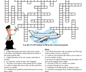 At The Airport Crossword Puzzle