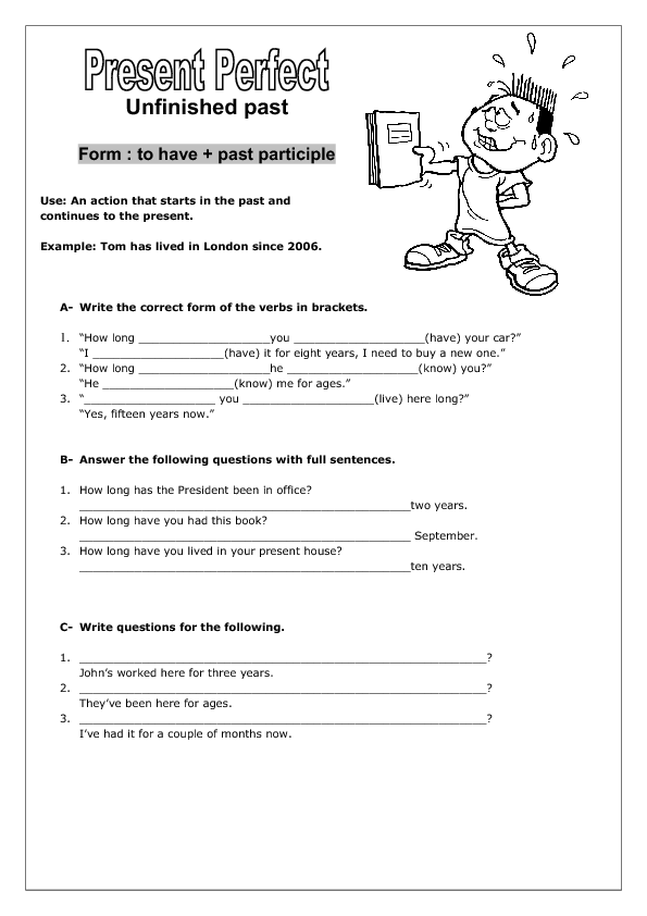 Past Tense Present Perfect Worksheet