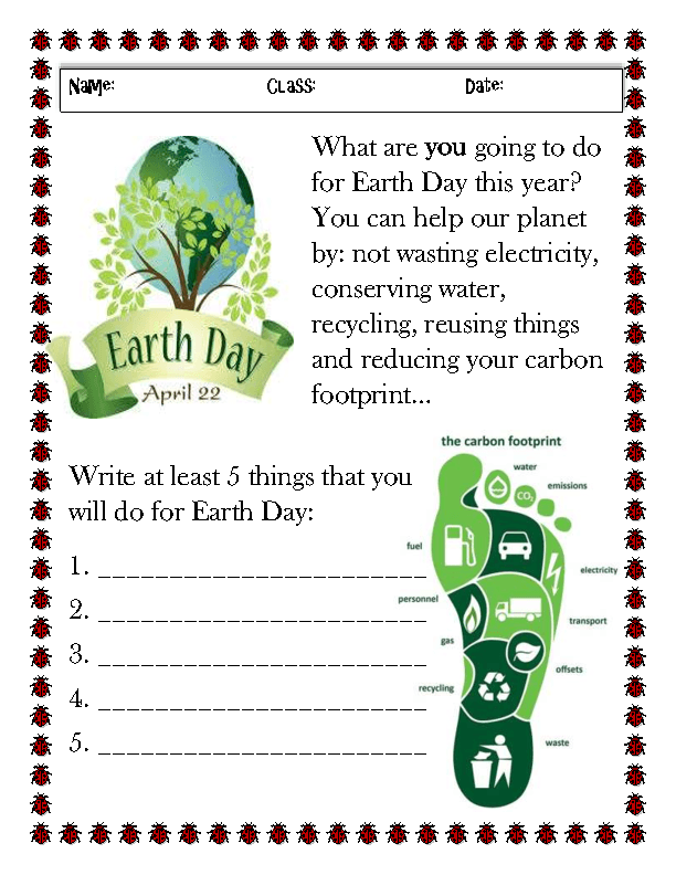 67 FREE Earth Day Earth Hour Worksheets