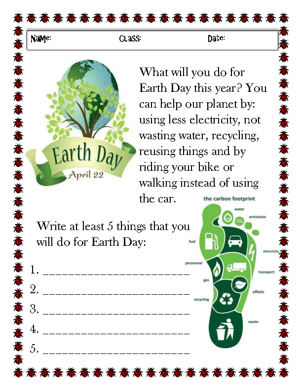 Free Earth Day Math Worksheet