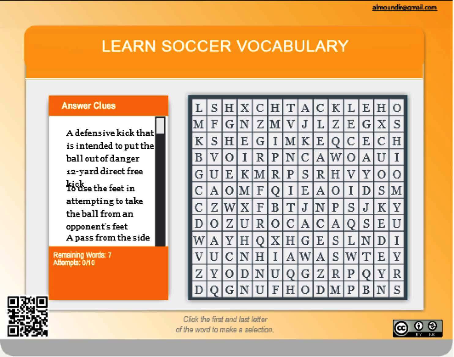 Learn Soccer Vocabulary Word Search Game Interactive PDF 