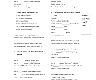 Song Worksheet: Me and My Girls by Fifth Harmony
