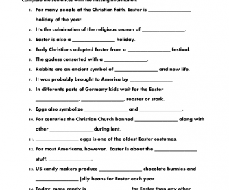 Movie Worksheet: Bet You Didn't Know: Easter Traditions