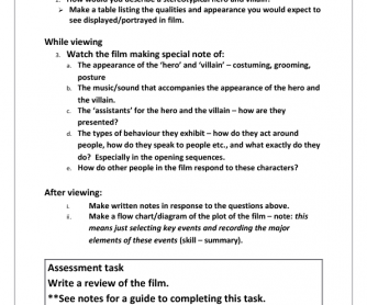 Movie Worksheet: The Great Race (Heroes and Villains)