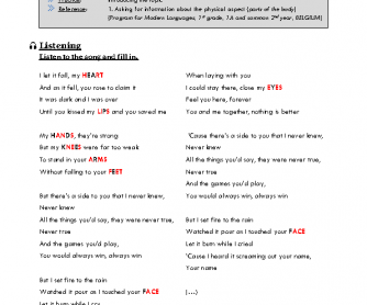 Song Worksheet: Set Fire to the Rain by Adele