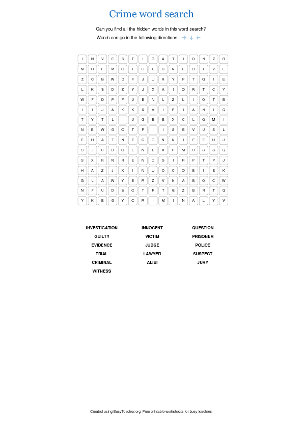 Find eight crimes in the word search custom drums