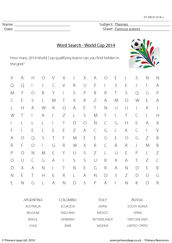 Word Search World Cup 2014