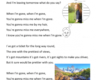 Song Worksheet: When I'm Gone (the Cup Song)