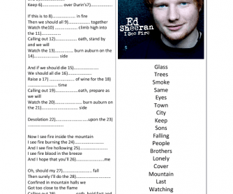 Song Worksheet: I See Fire by Ed Sheeran