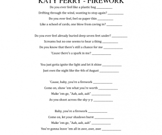 Song Worksheet:Firework by Katy Perry