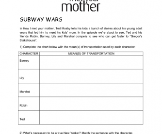 Movie Worksheet: How I Met Your Mother (Subway Wars)