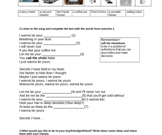Song Worksheet: I Wanna Be Yours by Arctic Monkeys