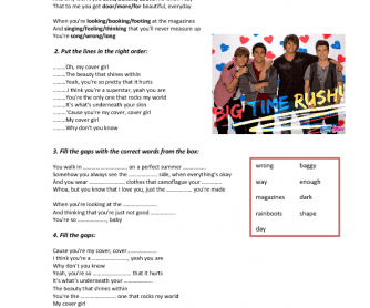 Song Worksheet: Cover Girl by Big Time Rush