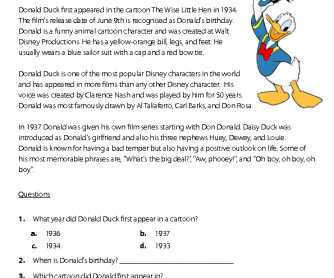 Reading Comprehension - Donald Duck
