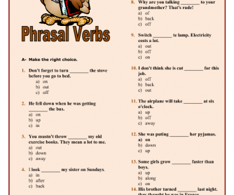 Phrasal Verbs Multiple Choice Activity