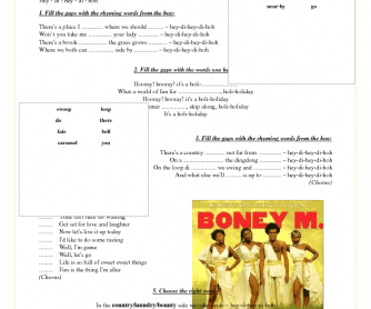 Song Worksheet: Hooray! Hooray! It's a Holi-Holiday by Boney M