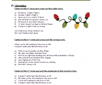 Song Worksheet: Christmas Lights by Coldplay