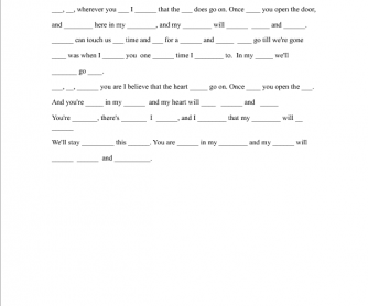 Song Worksheet: My Heart Will Go On (Theme from Titanic)