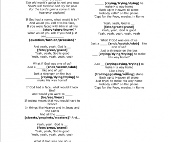 Song Worksheet: One of Us