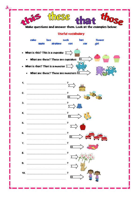 Demonstrative Pronouns Worksheet Grade 4