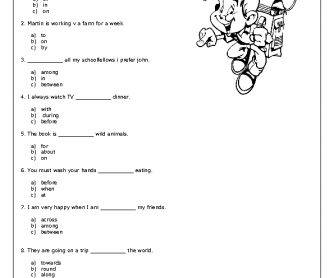 Revising Prepositions Pre-Intermediate Worksheet